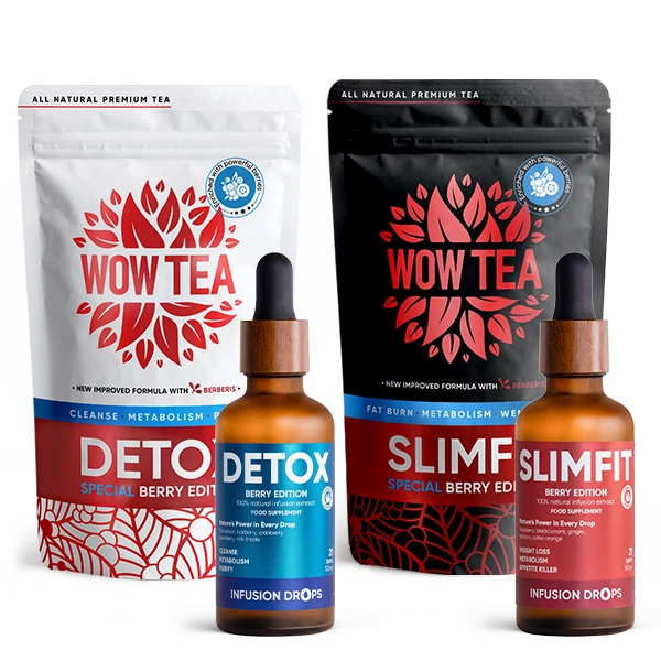 2 Step Duo Berry Infusion Program | bundle 2 teas 2 drops detox slimfit
